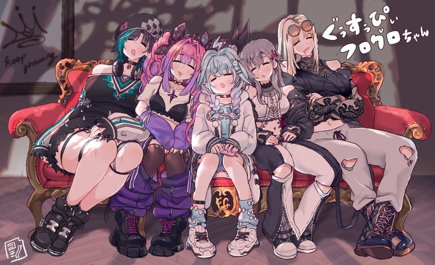 rindo chihaya, koganei niko, kikirara vivi, mizumiya su, and isaki riona (hololive and 1 more) drawn by kono_(konomi9a)