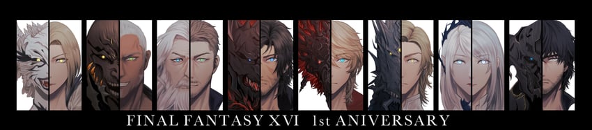 clive rosfield, jill warrick, dion lesage, joshua rosfield, shiva, and 11 more (final fantasy and 1 more) drawn by gomatoremonn