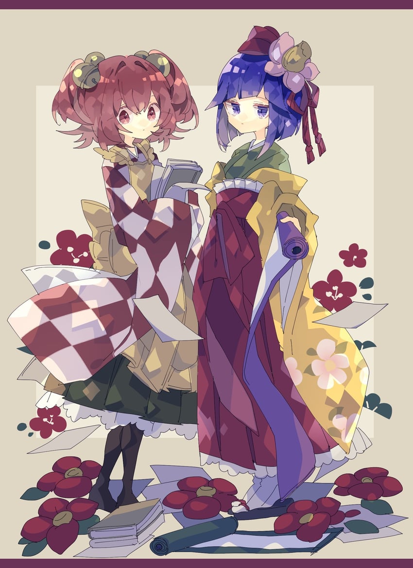 hieda no akyuu and motoori kosuzu (touhou) drawn by nikorashi-ka