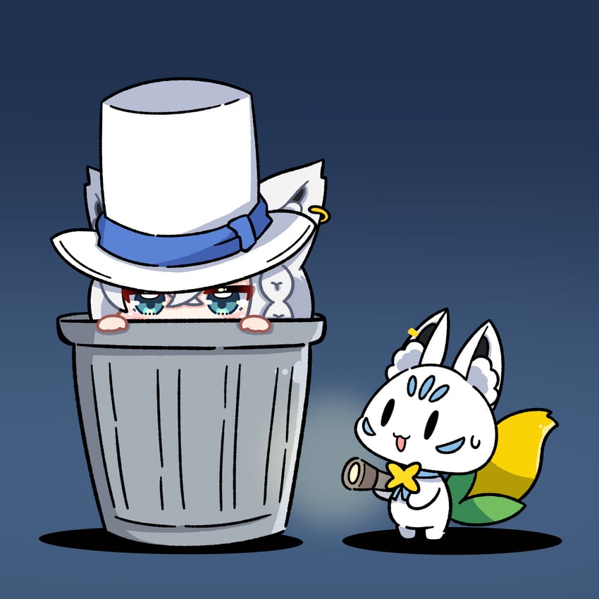 shirakami fubuki, sukonbu, and kaitou kid (hololive and 1 more) drawn by dohoon