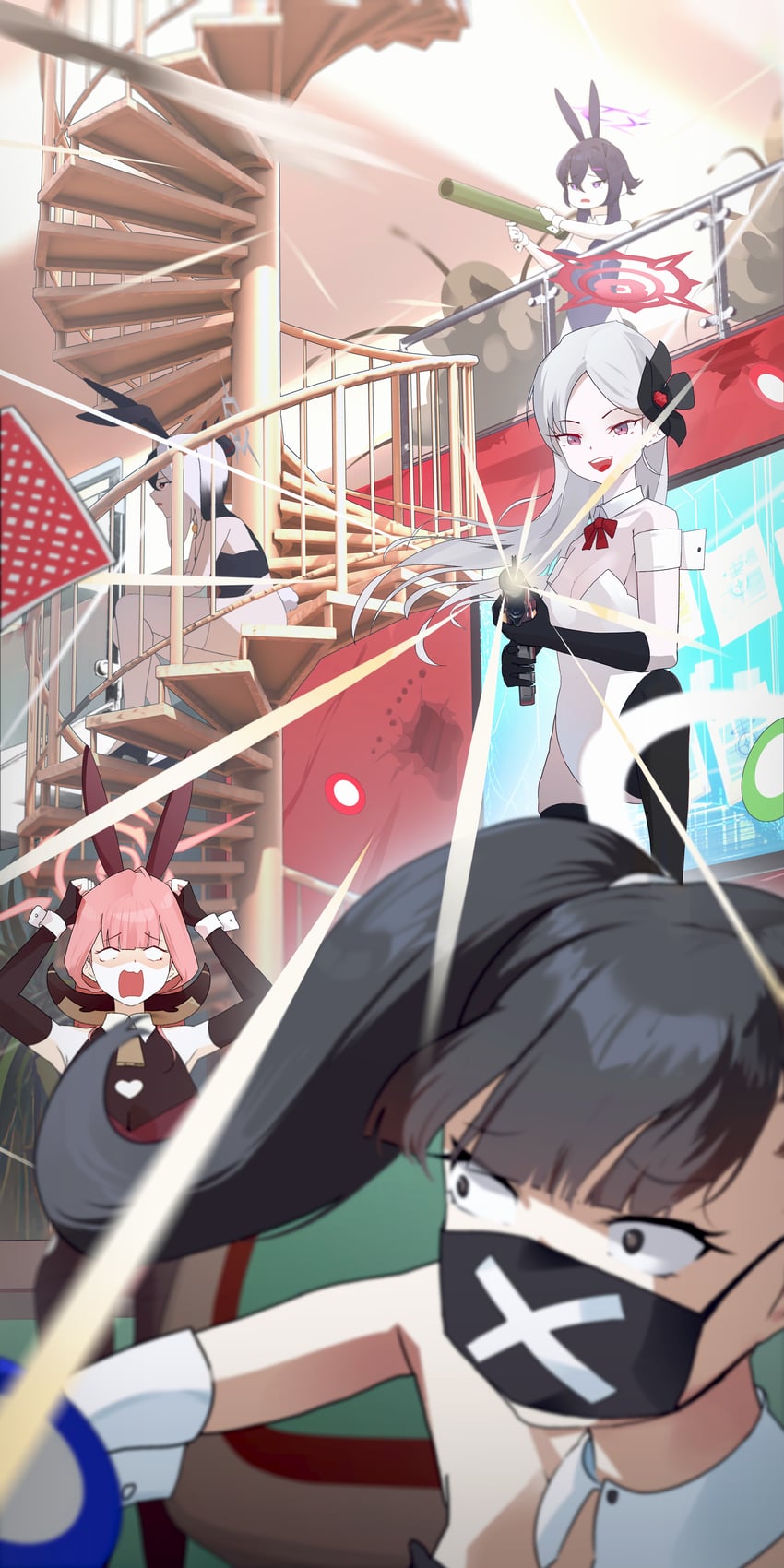kayoko, aru, mutsuki, haruka, and sukeban (blue archive) drawn by ryeon_(naturesan)