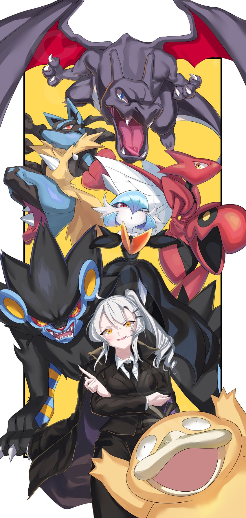 gardevoir, charizard, lucario, mega gardevoir, psyduck, and 3 more (original and 1 more) drawn by gpaper232