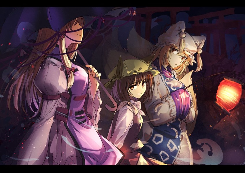 yakumo yukari, yakumo ran, and chen (touhou) drawn by cibo_(killy)
