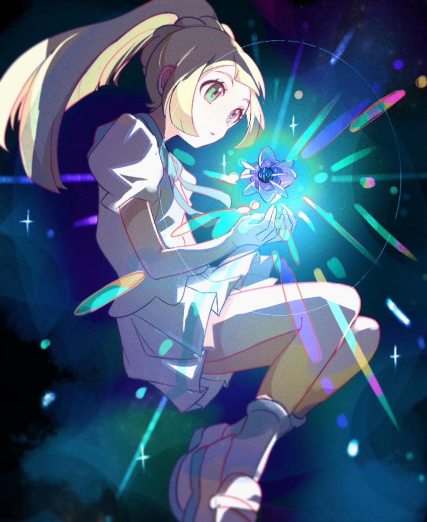 lillie and cosmoem (pokemon and 1 more) drawn by anzu_(01010611)