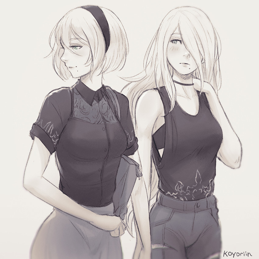 2b and a2 (nier and 1 more) drawn by koyorin