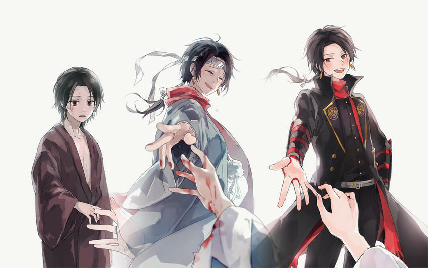 kashuu kiyomitsu, saniwa, and okita souji (touken ranbu) drawn by nuriko-kun