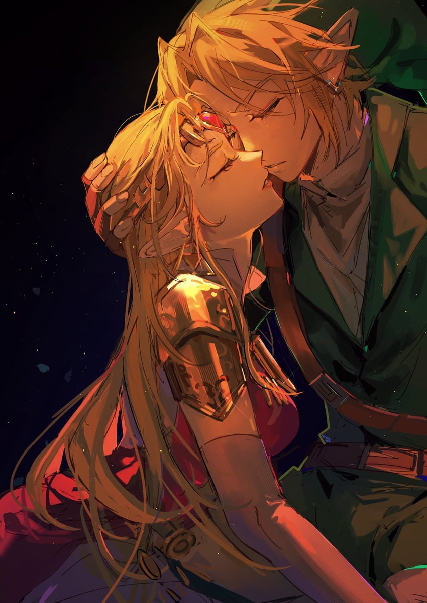 link and princess zelda (the legend of zelda and 1 more) drawn by binxngchng1