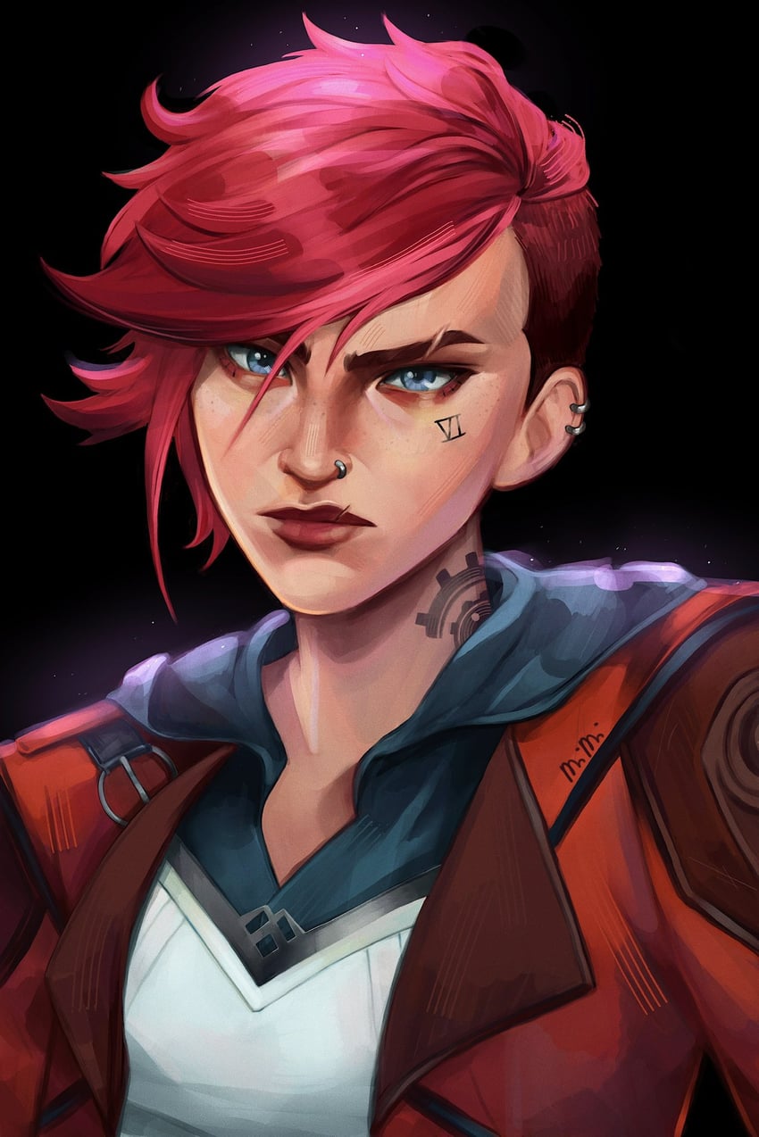 vi and arcane vi (league of legends and 1 more) drawn by mimimaru