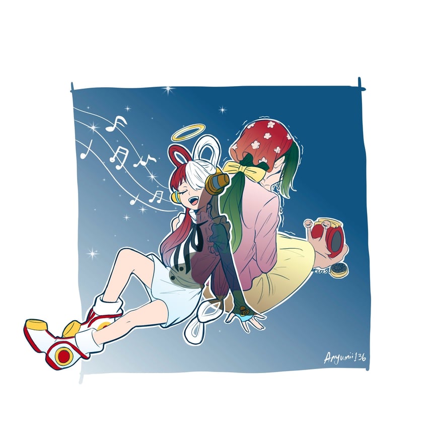 uta, makino, and den den mushi (one piece and 1 more) drawn by anyumii136
