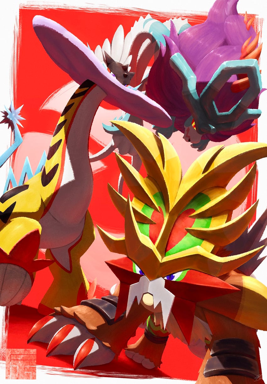 walking wake, raging bolt, and gouging fire (pokemon) drawn by ewokakukaede