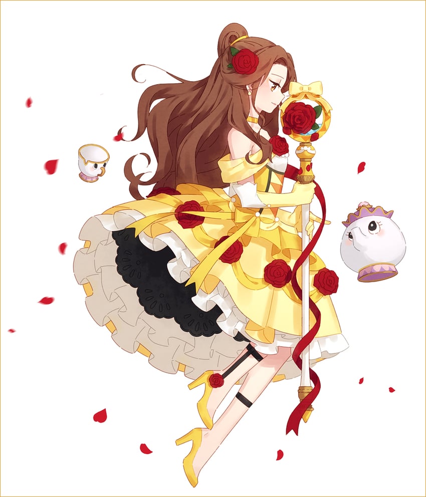 belle, mrs. potts, and chip potts (beauty and the beast) drawn by hakusai_(tiahszld)