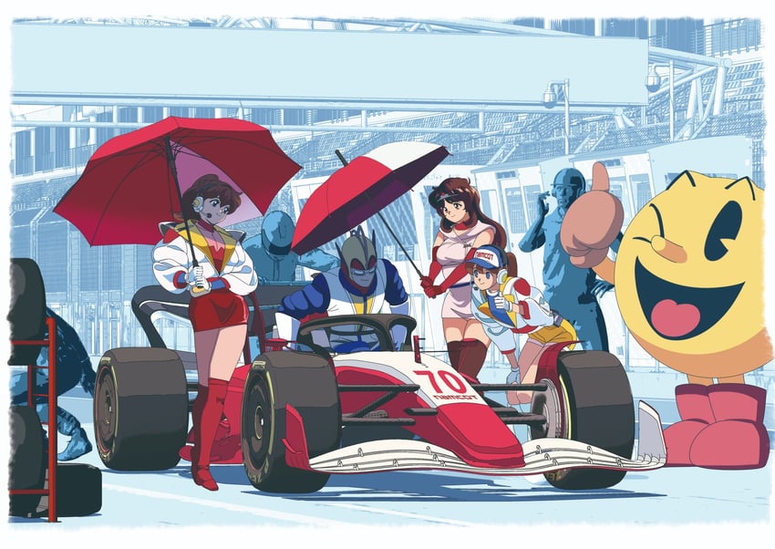 pac-man, ki, kanda momo, bravoman, and cover girl (pac-man and 5 more) drawn by edoya_inuhachi