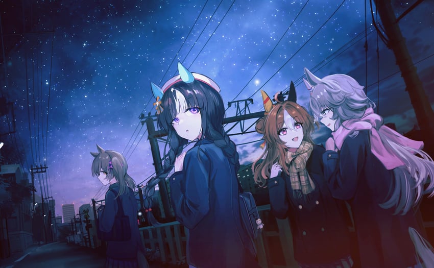 smart falcon, hokko tarumae, copano rickey, and wonder acute (umamusume) drawn by seikatsu