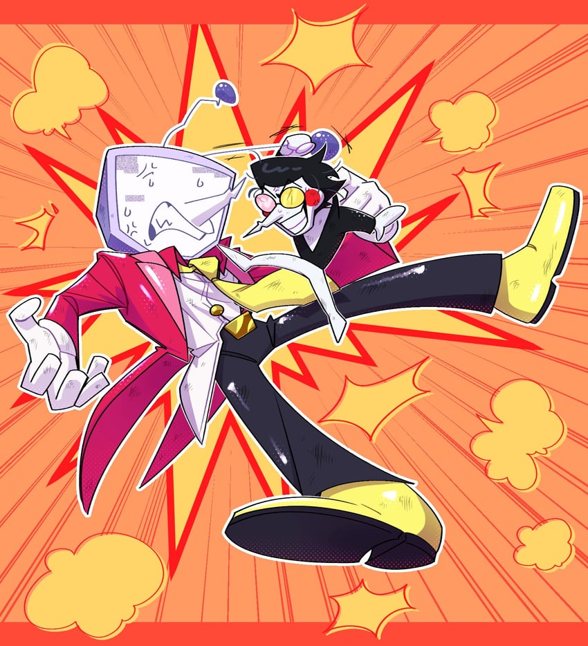 ant tenna and spamton g. spamton (deltarune) drawn by rererenore_i