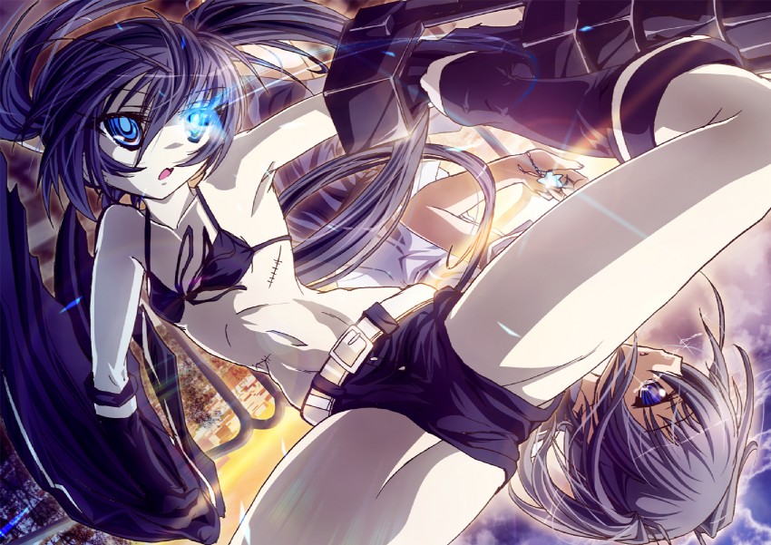 black rock shooter and kuroi mato (black rock shooter) drawn by inoshishi_(ikatomo)