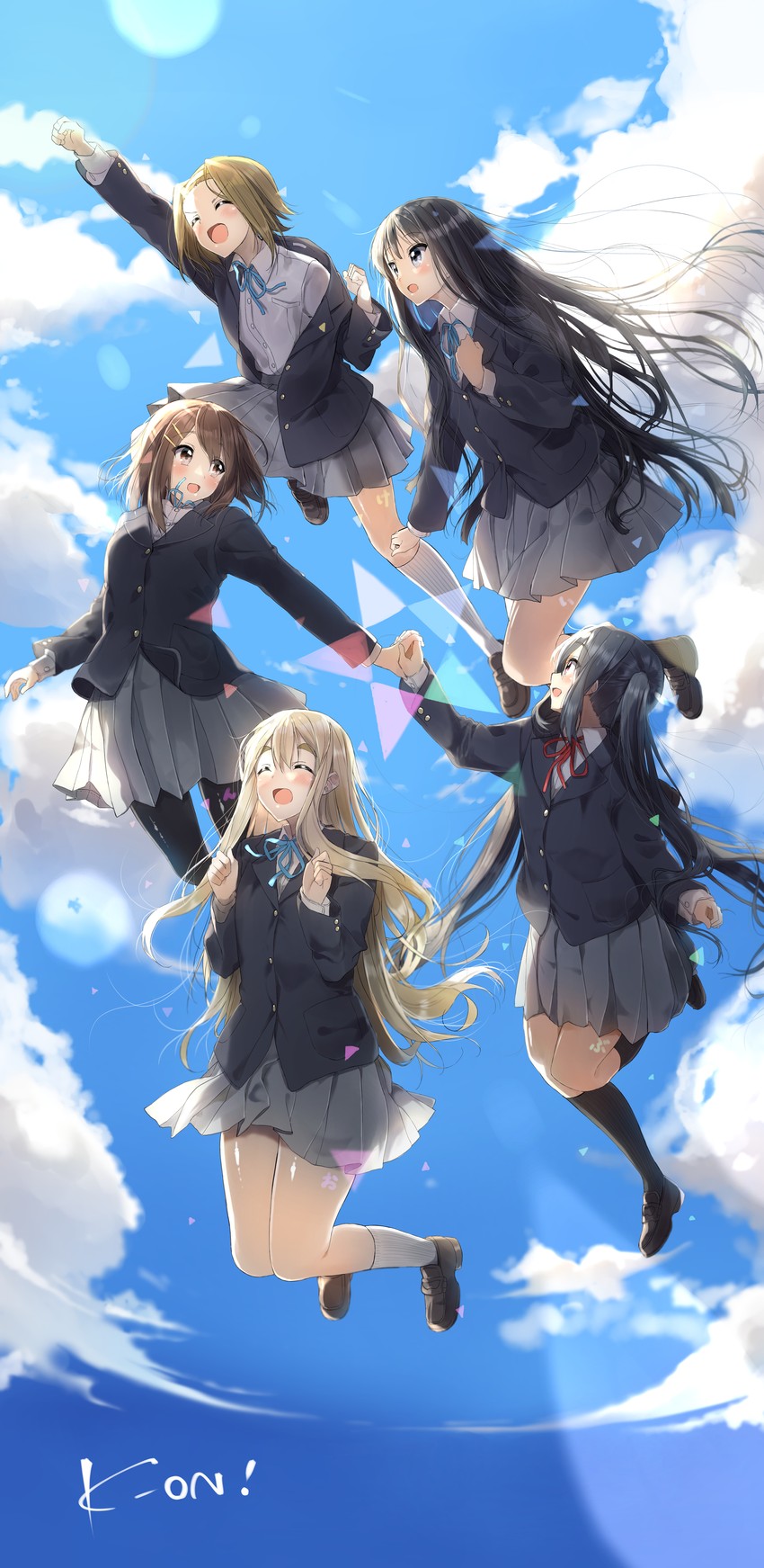 akiyama mio, nakano azusa, hirasawa yui, tainaka ritsu, and kotobuki tsumugi (k-on!) drawn by pentagon_(railgun_ky1206)