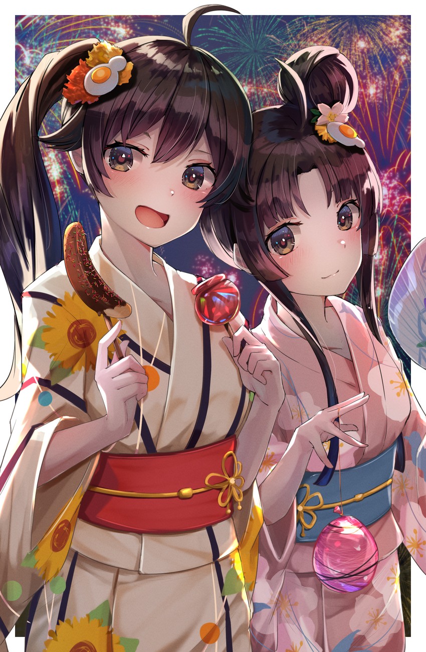 araragi karen and araragi tsukihi (monogatari) drawn by yuunamida_uyu