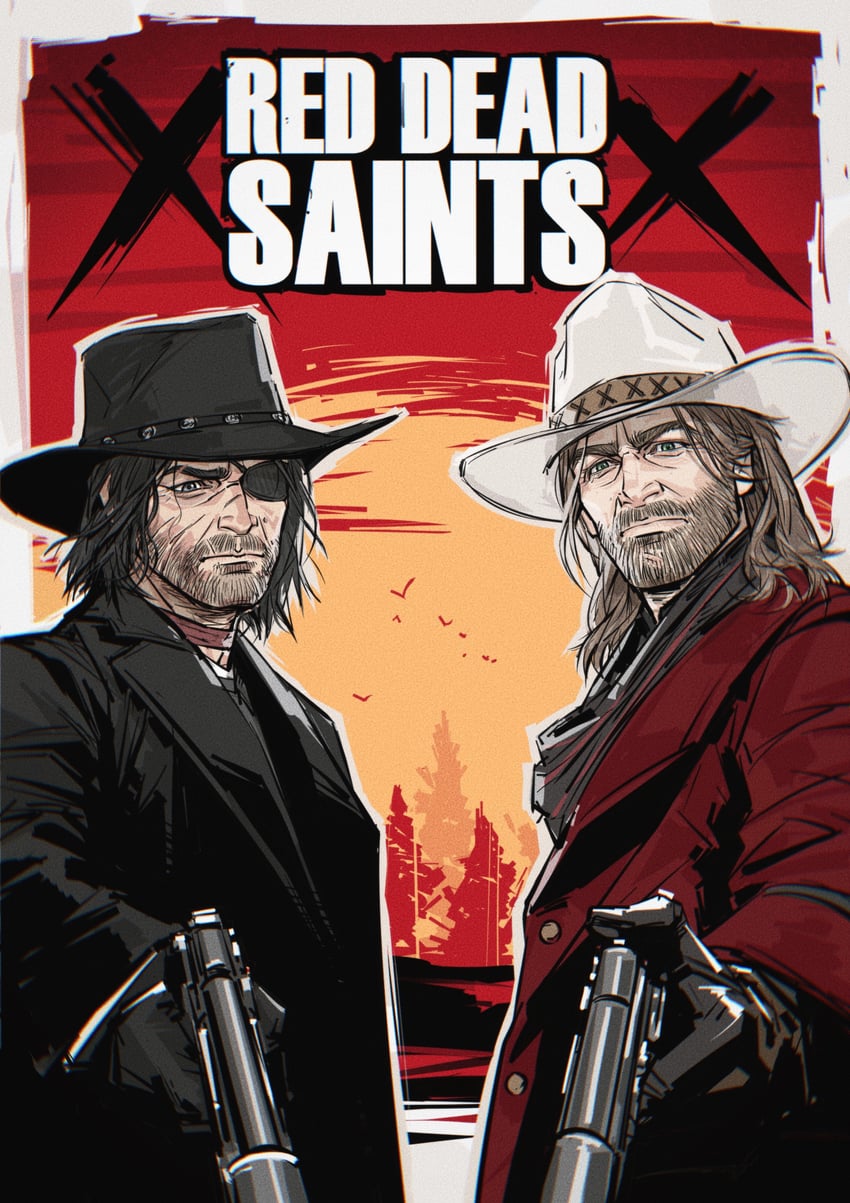 arthur morgan and john marston (red dead redemption and 2 more) drawn by nyeigneous