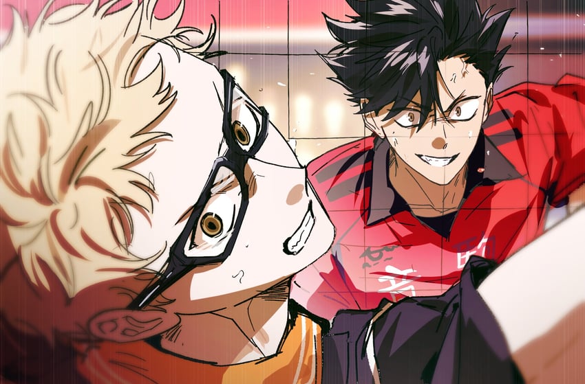 kuroo tetsurou and tsukishima kei (haikyuu!!) drawn by roy_rosa