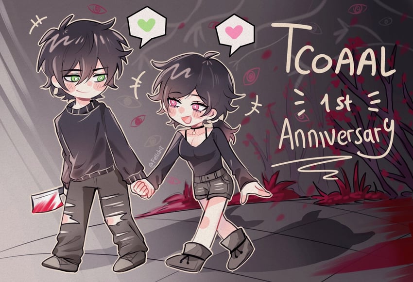 ashley graves and andrew graves (the coffin of andy and leyley) drawn by felichiii