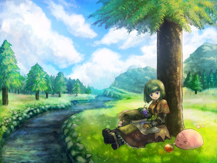 poring and swordsman (ragnarok online) drawn by mogukk