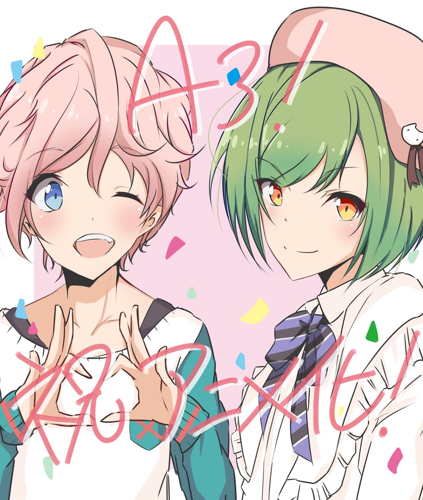 rurikawa yuki and sakisaka muku (a3!) drawn by higi_ni_bo
