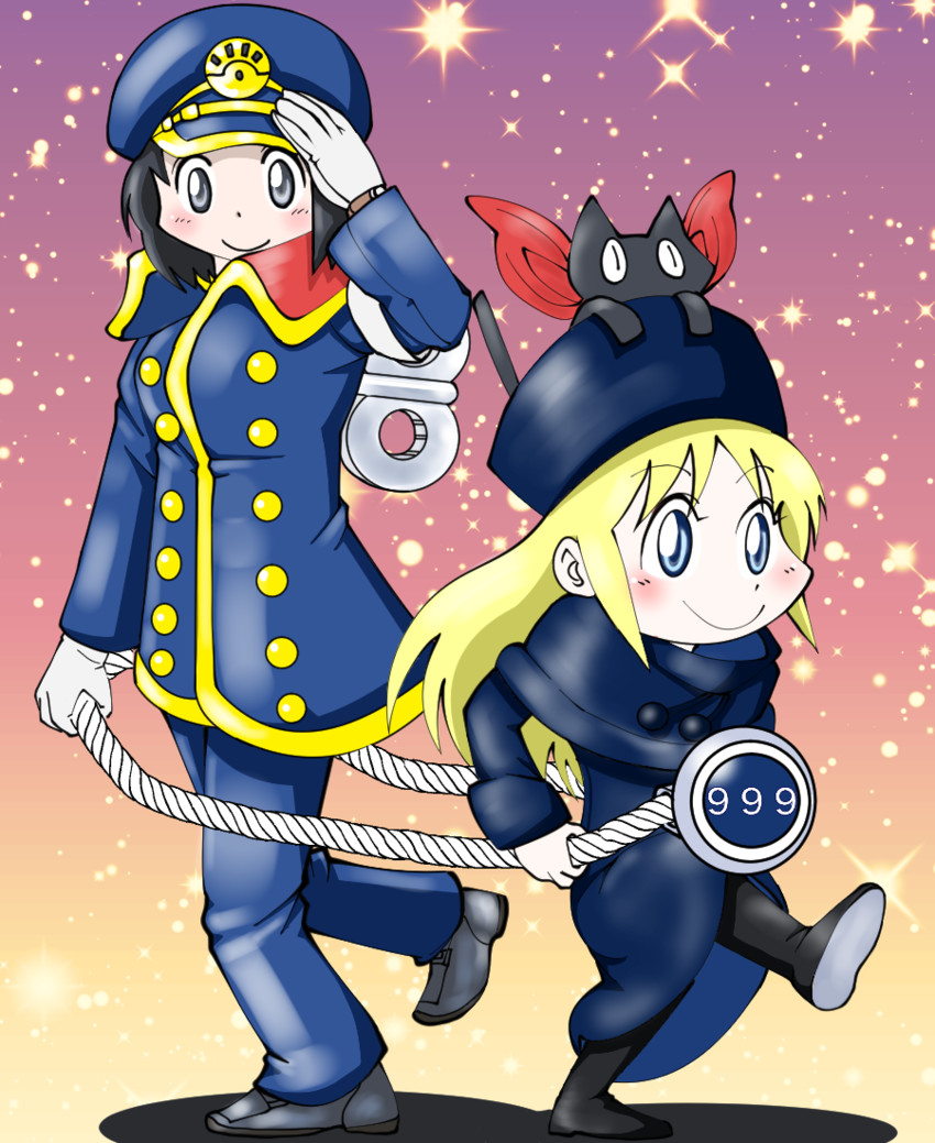 shinonome nano, professor shinonome, sakamoto, maetel, and conductor (nichijou and 1 more) drawn by a-king