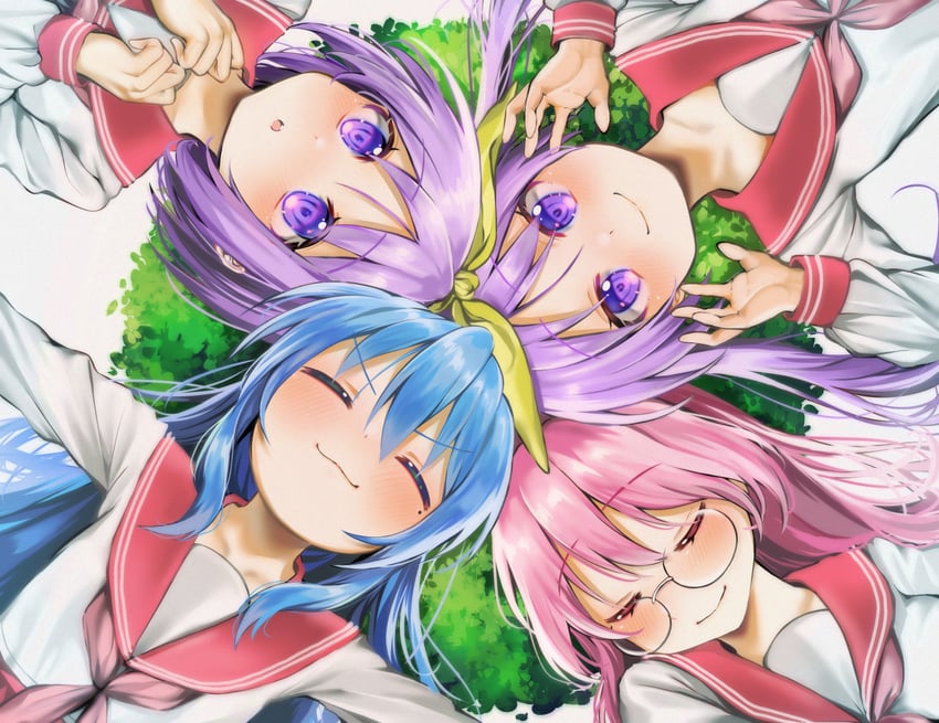 hiiragi kagami, izumi konata, hiiragi tsukasa, and takara miyuki (lucky star) drawn by kisaragi_shiho