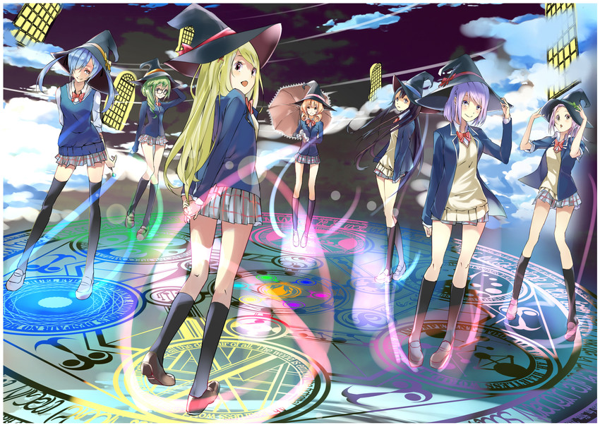 shiraishi urara, takigawa noa, odagiri nene, asuka mikoto, saionji rika, and 2 more (yamada-kun to 7-nin no majo) drawn by bunbun_(midukikome)