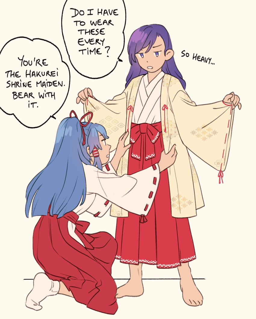 label girl and miyadeguchi mizuchi (touhou and 1 more) drawn by nekolina