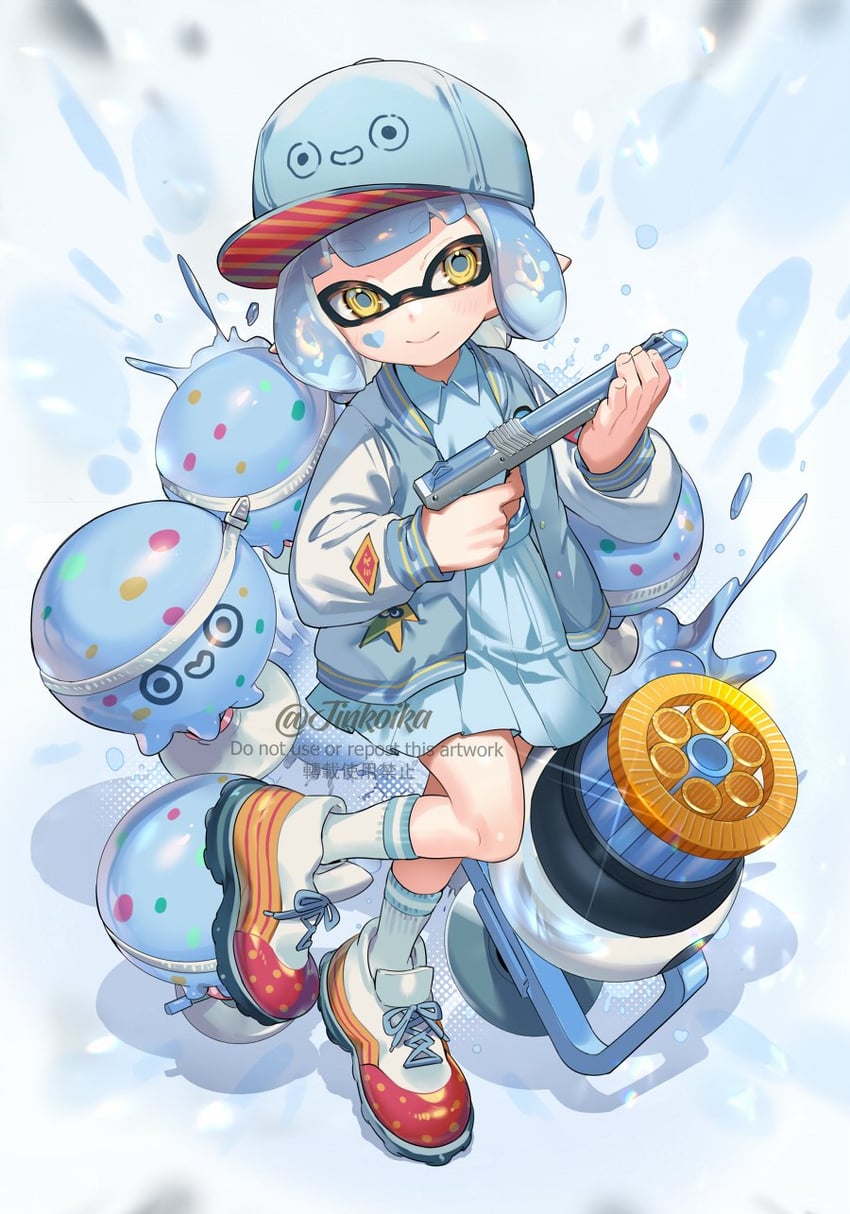 inkling player character and inkling girl (splatoon) drawn by jinkoika