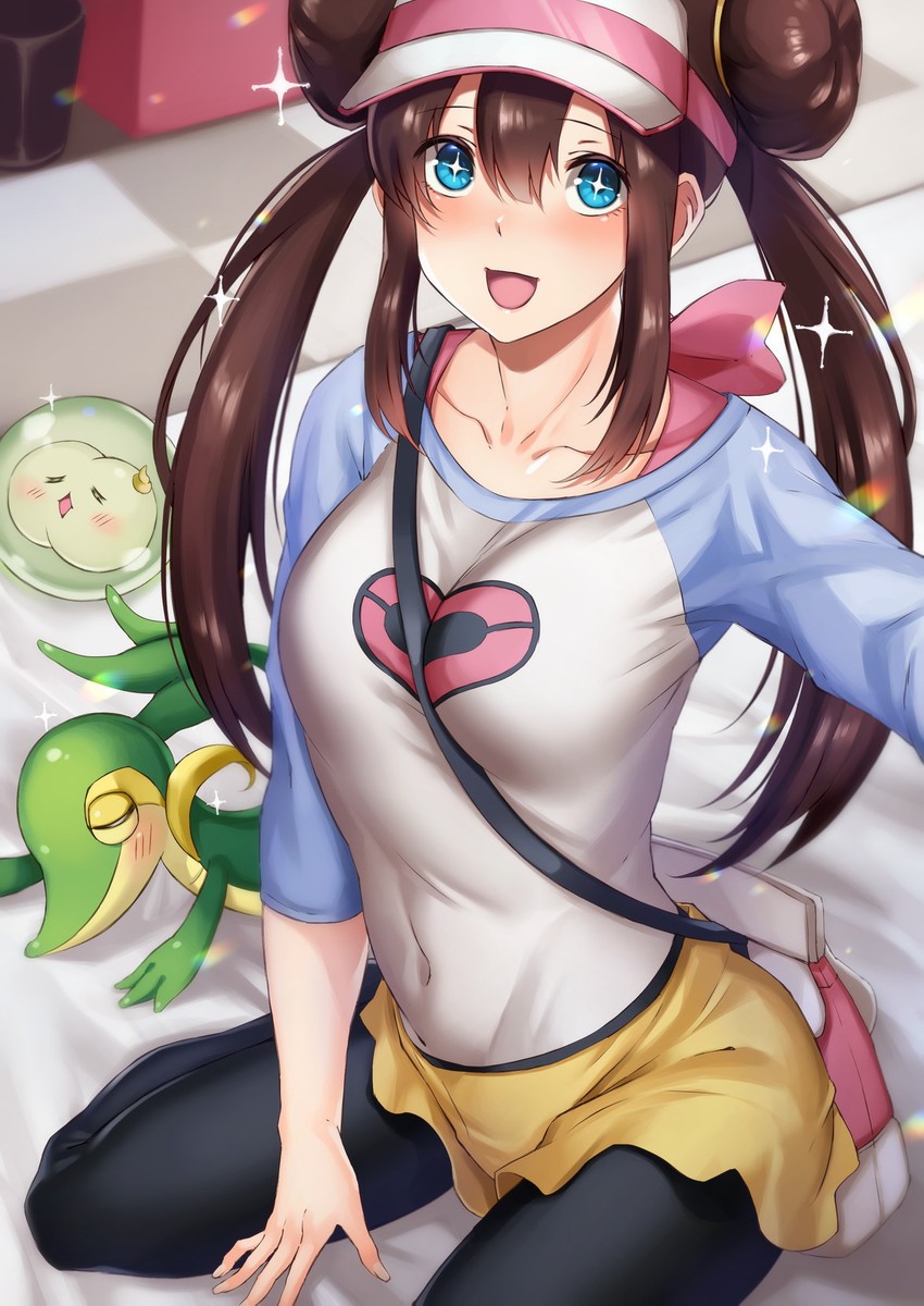 rosa, snivy, and solosis (pokemon and 1 more) drawn by inue_ao