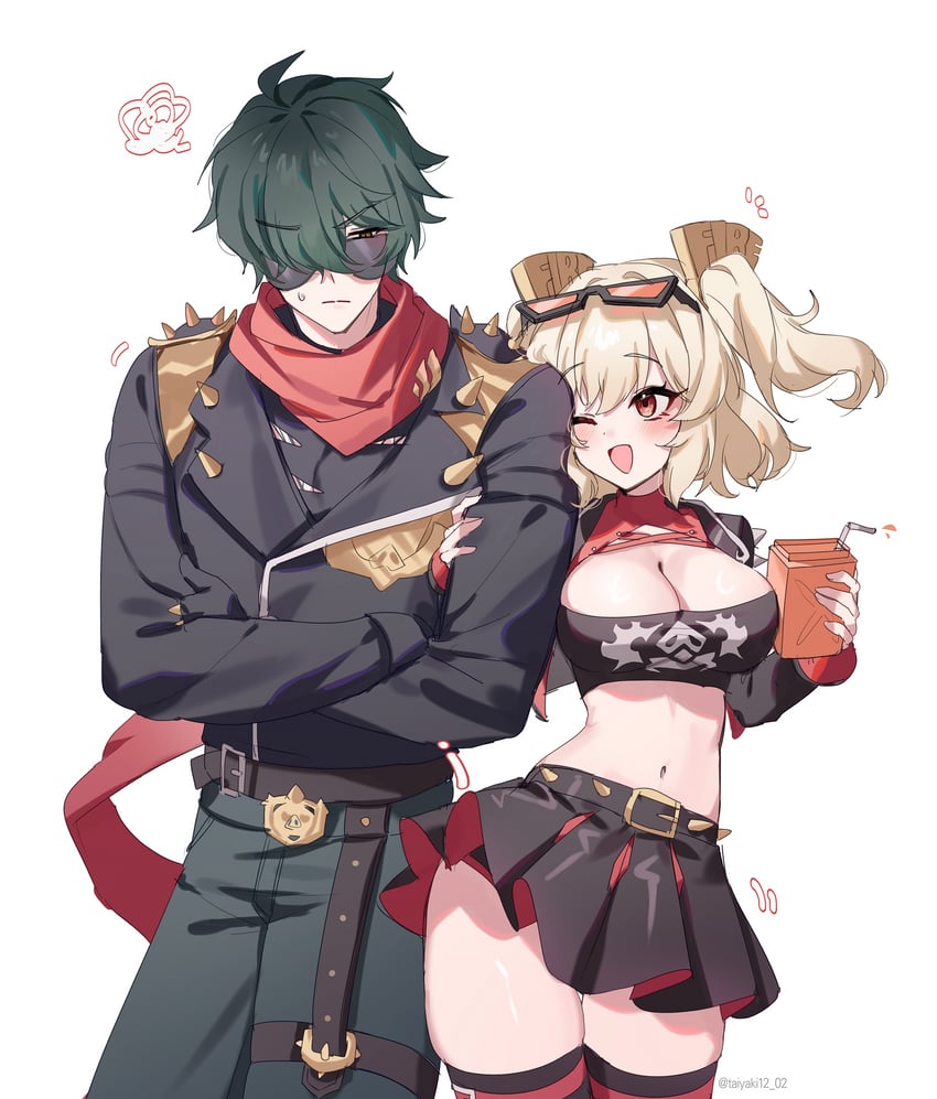burnice white and lighter (zenless zone zero) drawn by taiyaki12