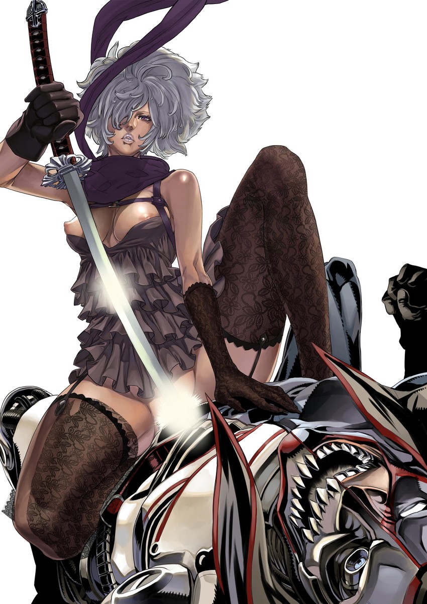 shinobu jacobs and destroyman (no more heroes) drawn by zunta