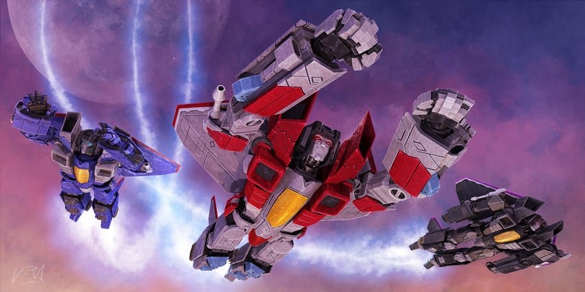 starscream, thundercracker, and skywarp (transformers and 1 more) drawn by kurisama