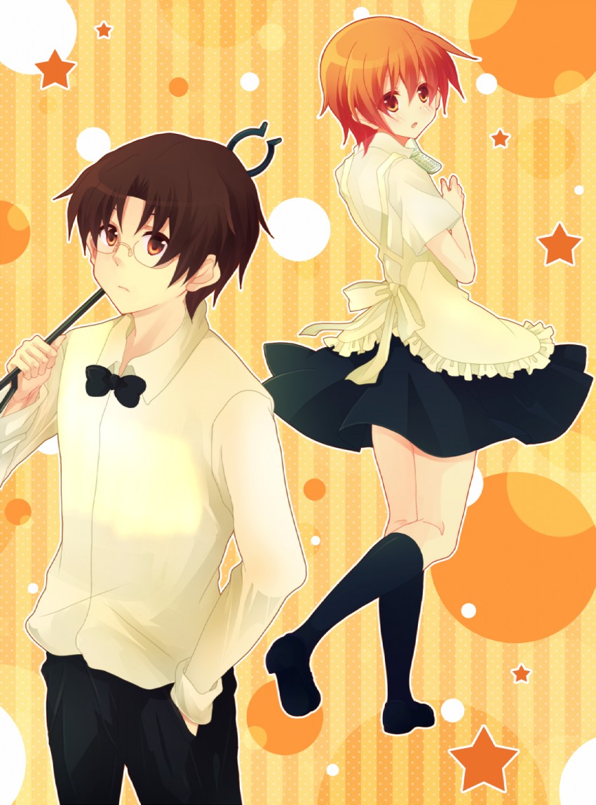 inami mahiru and takanashi souta (working!!) drawn by hanahubuki1991