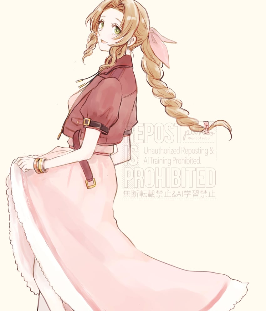 aerith gainsborough (final fantasy and 2 more) drawn by ancotsubu