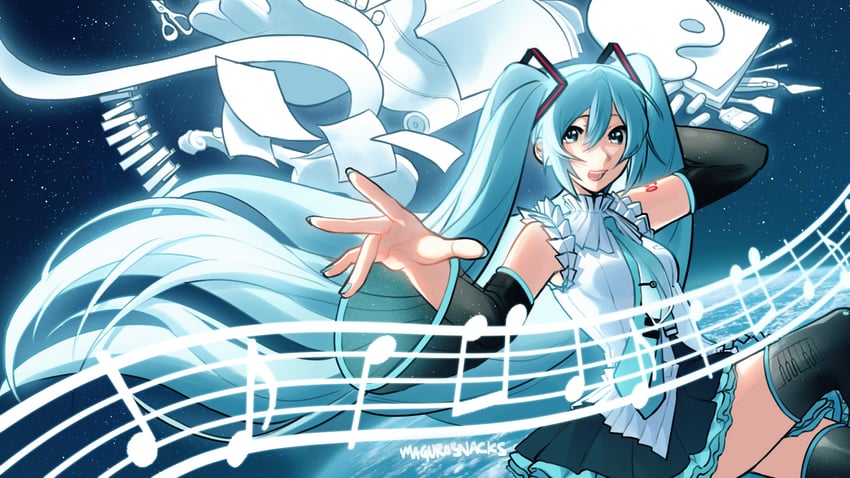 hatsune miku (vocaloid and 1 more) drawn by magurosnacks