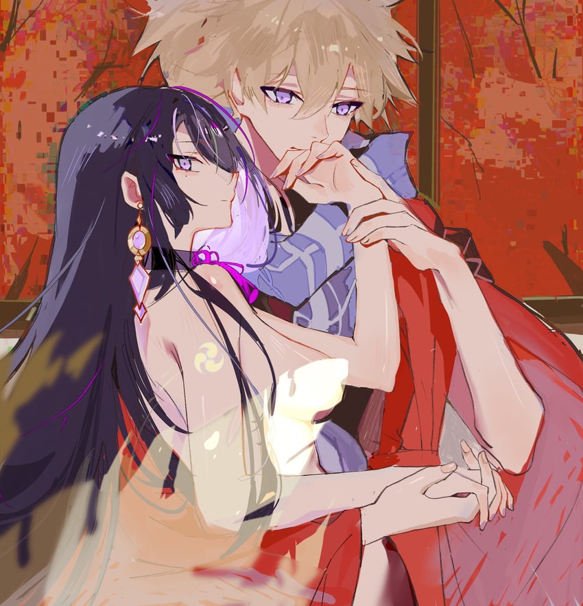 raiden shogun and kazuha's friend (genshin impact) drawn by liyuyu95090