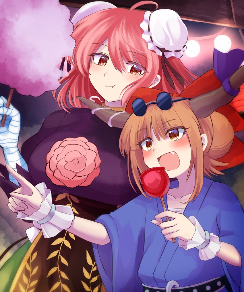 ibuki suika and ibaraki kasen (touhou and 1 more) drawn by elaphe_guttata6