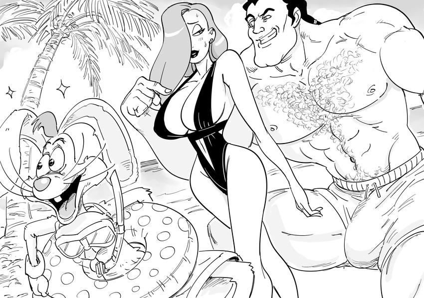 jessica rabbit, roger rabbit, and gaston (disney and 2 more) drawn by bb_(baalbuddy)