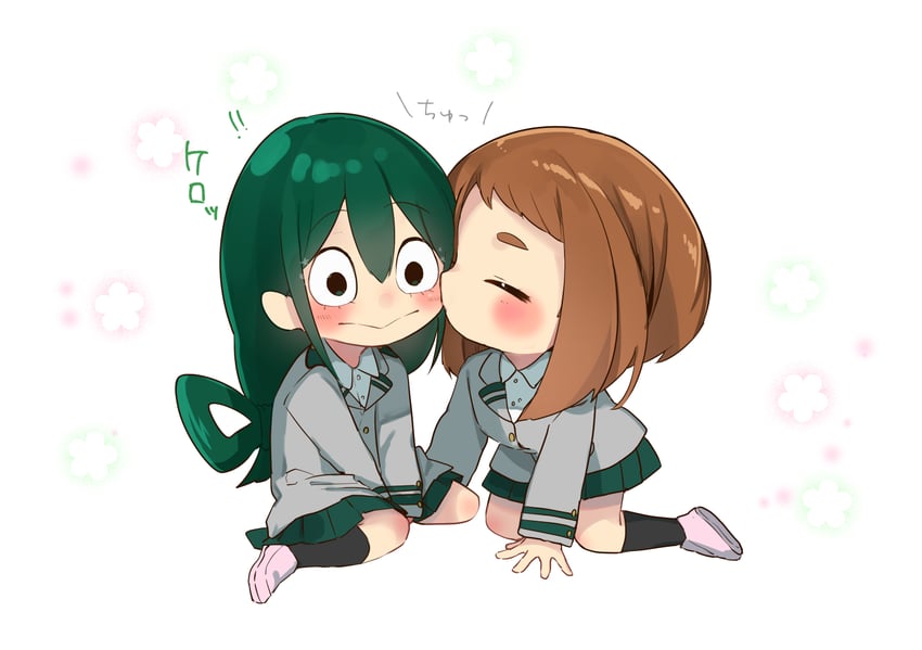 uraraka ochaco and asui tsuyu (boku no hero academia) drawn by yuama