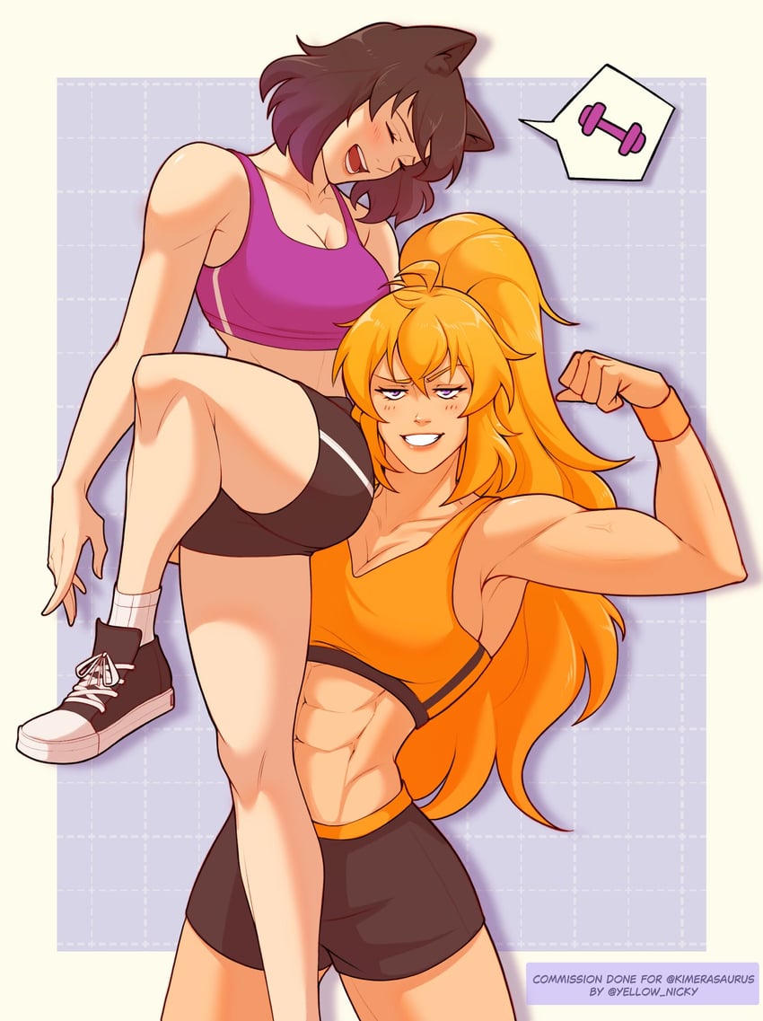 yang xiao long and blake belladonna (rwby) drawn by yellow_nicky