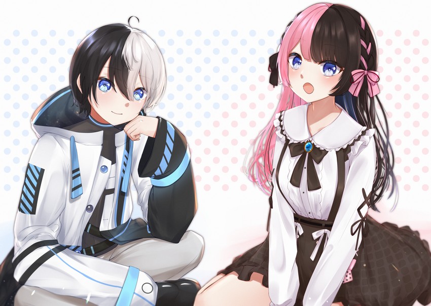 tachibana hinano and kamito (indie virtual youtuber and 2 more) drawn by furuka_graffiti