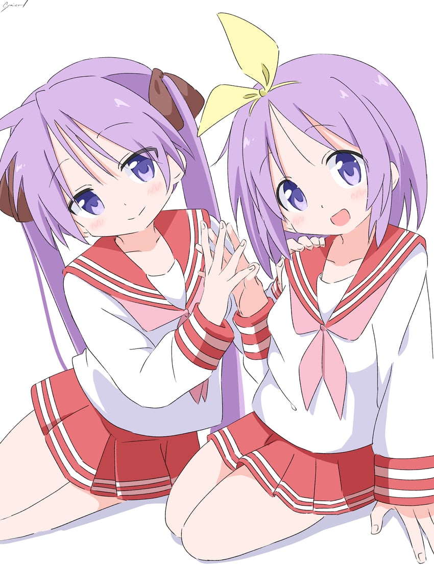 hiiragi kagami and hiiragi tsukasa (lucky star) drawn by cynical_(llcbluckg_c004)