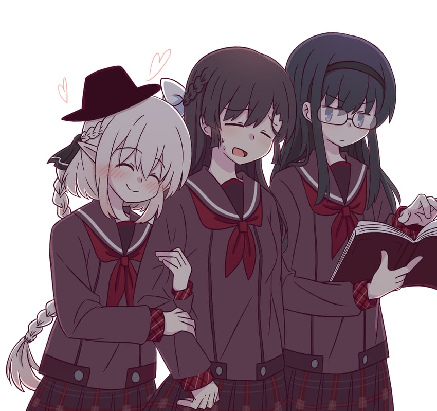 ogura shion, chiyoda sakura, and nayuta suika (machikado mazoku) drawn by fukodesu