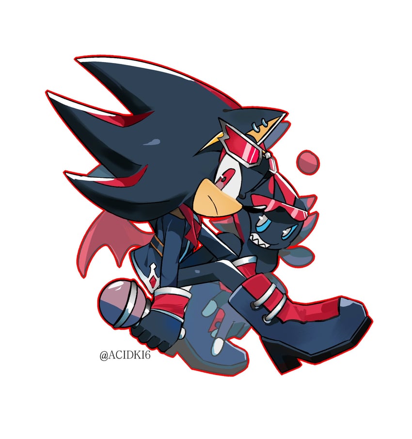 shadow the hedgehog, dark chao, and shadow chao (sonic and 1 more) drawn by acidki6