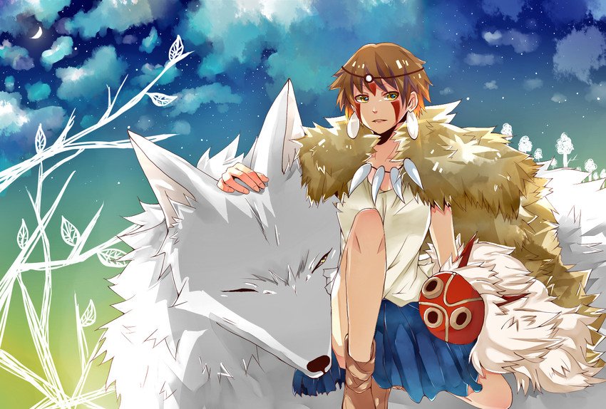 san and moro (studio ghibli and 1 more) drawn by solanikieru