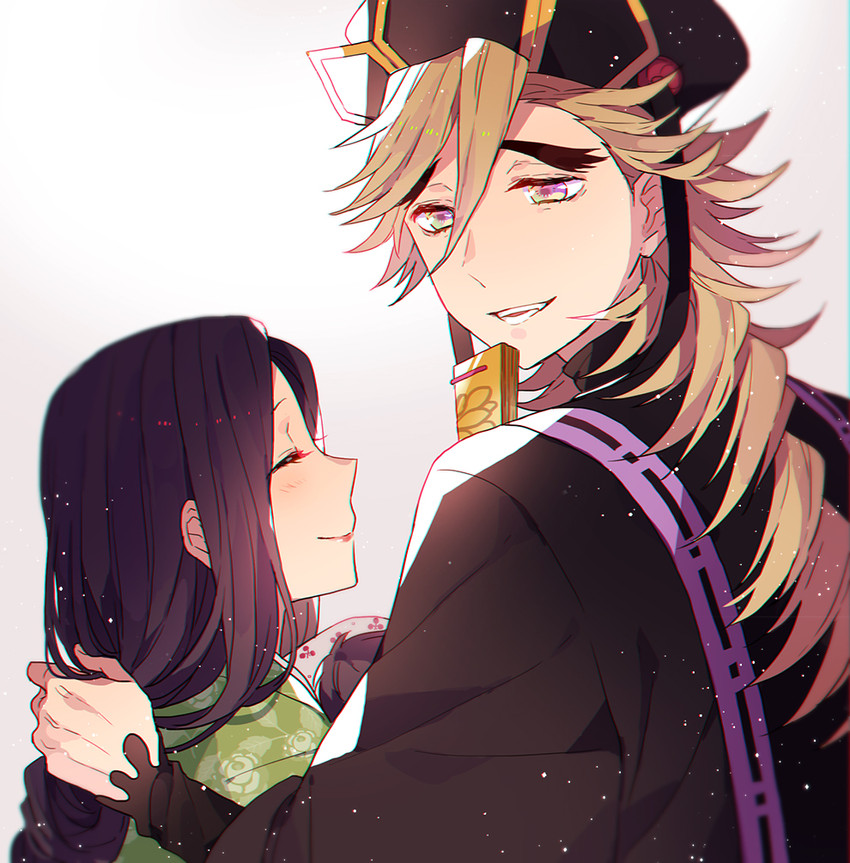 hashibira inosuke, douma, and hashibira kotoha (kimetsu no yaiba) drawn by kiri_(lwp01_lav)