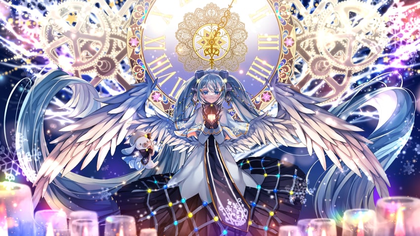 hatsune miku, yuki miku, and rabbit yukine (vocaloid) drawn by shirayuki_towa